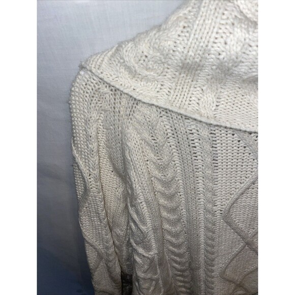 Bad Little Country Girl Women’s Cowl Neck Sweater Size Large Ivory Cable Knit - Picture 11 of 12